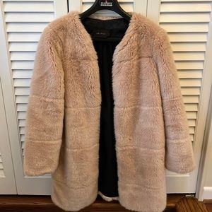 Zara blush faux fur coat